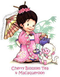 Cherry Blossom Tea & Macaqueroon
