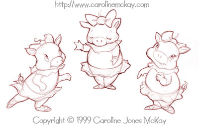 Dancing piggies